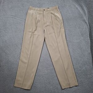Axis Pants Mens 34x33 Khaki 100% Silk Pleated Front Dress Trousers Quiet Luxury
